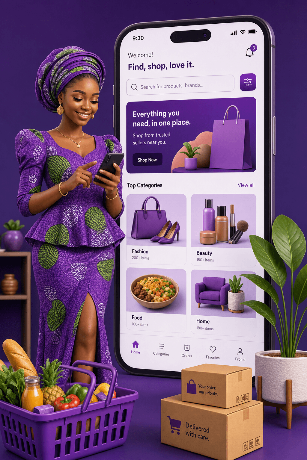Entrepreneur selling products on the Yushaa marketplace