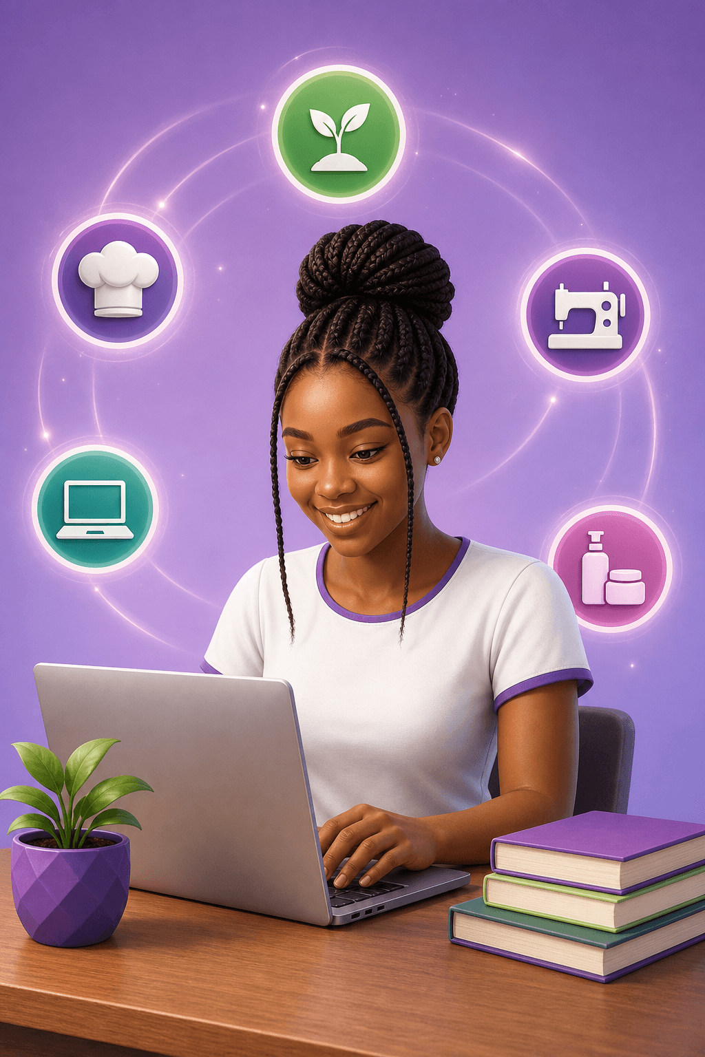 Learner building vocational and business skills on a laptop